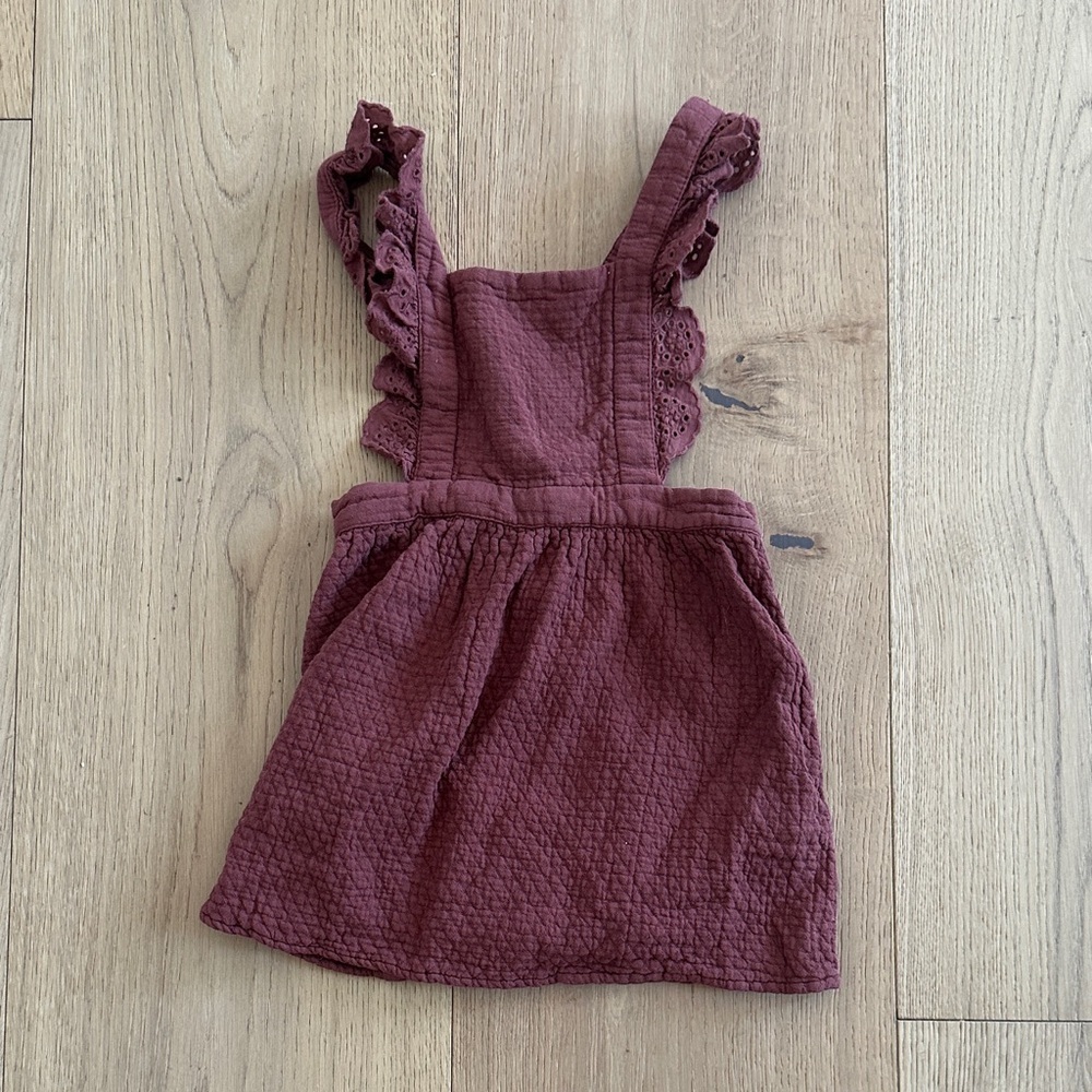 Zara textured skirt romper with ruffles Burgundy Ruffled Baby Dress 3/4Y